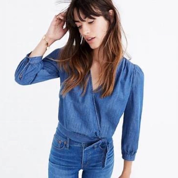 Madewell Tops - Madewell wrap Denim top - G7461- size small NWT